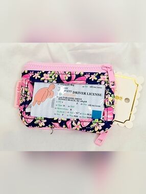 Simply Southern ID Wallet Keychain NWT Pink Floral Bow Preppy